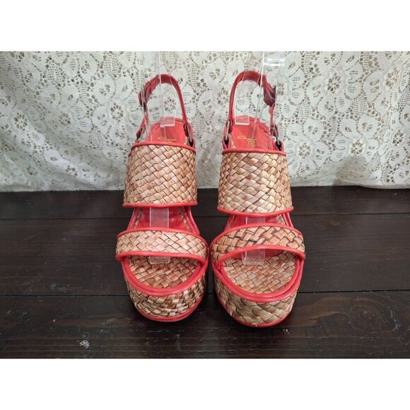 EUC Jean-Michel Cazabat Red Platform Red Slingback Sandal/Sz. 6 (Euro 36.5) - Picture 5 of 8